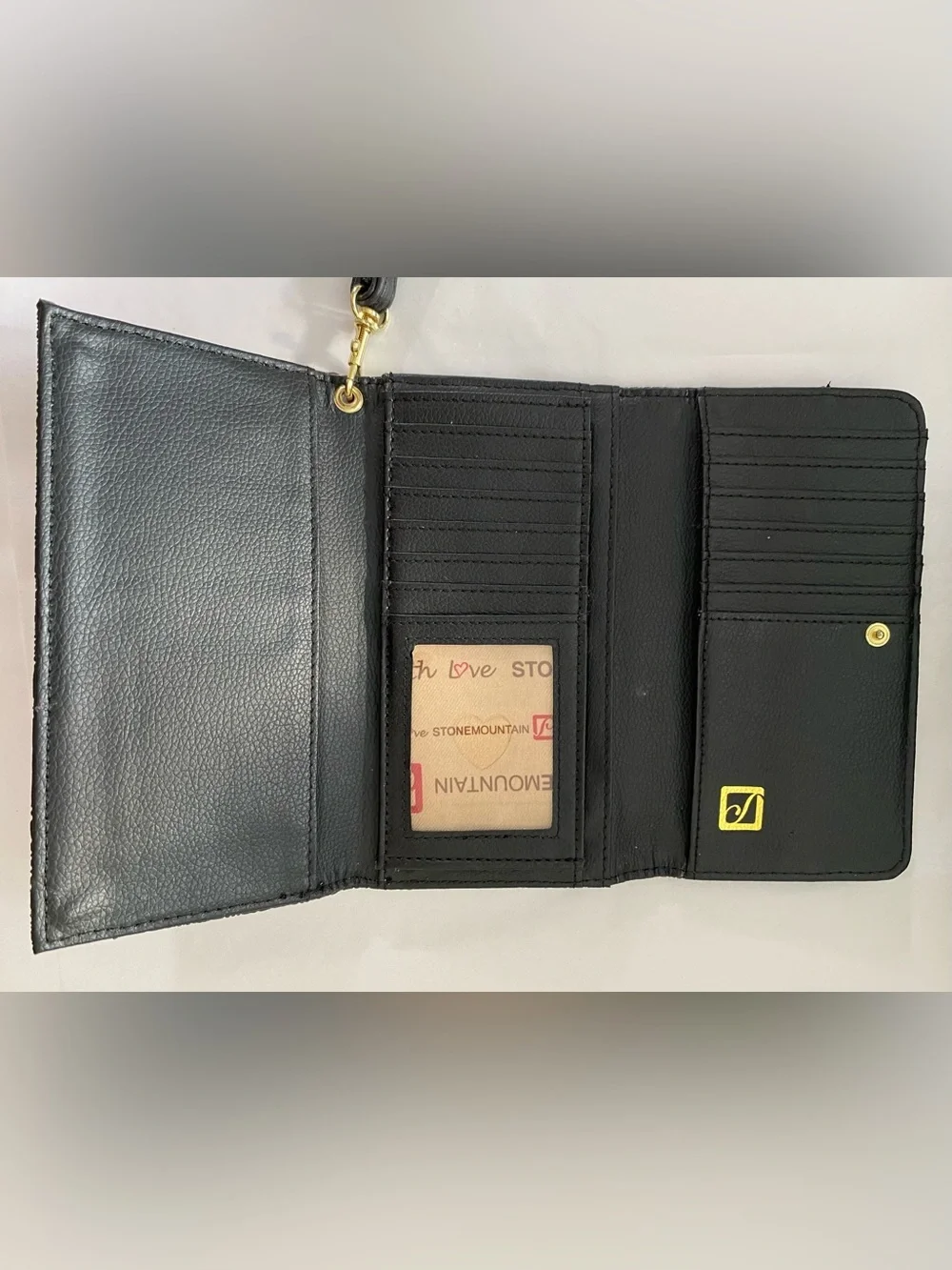 Stone Mountain  Embossed Leather Wristlet Wallet with Gold Hardware